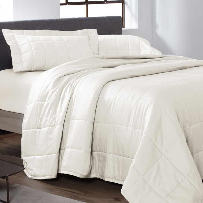 COLCHA QUEEN SATINEE SQUARE OFF WHITE