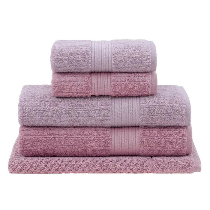 JG TOALHAS 5 PCS FIO PENTEADO CANELADO ROSA