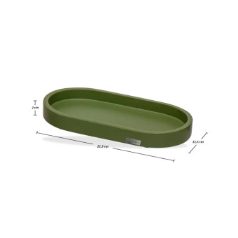 BANDEJA DECORATIVA OVAL FOLHAS VERDES
