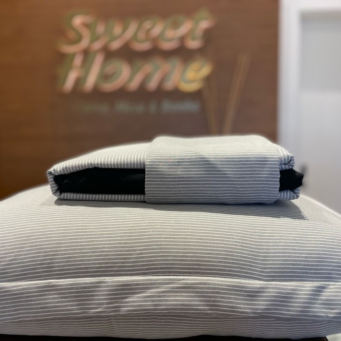 JG LENÇOL QUEEN TOQUE ACETINADO STRIPE CINZA