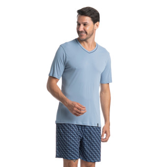 PIJAMA CURTO CLOVIS AZUL CLARO