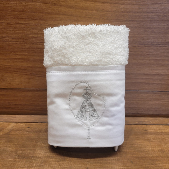TOALHA LAVABO NOSSA SENHORA APARECIDA PRATA BRANCO