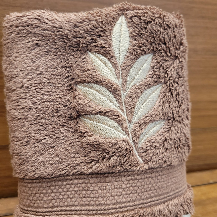TOALHA LAVABO RAMOS DE FOLHAS BEGE MARROM