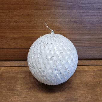 BOLA LOSANGOS C/GLITTER BRANCO 15CM