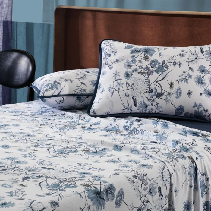 JG LENÇOL CASAL MALHA FIO PENTEADO PORCELANA