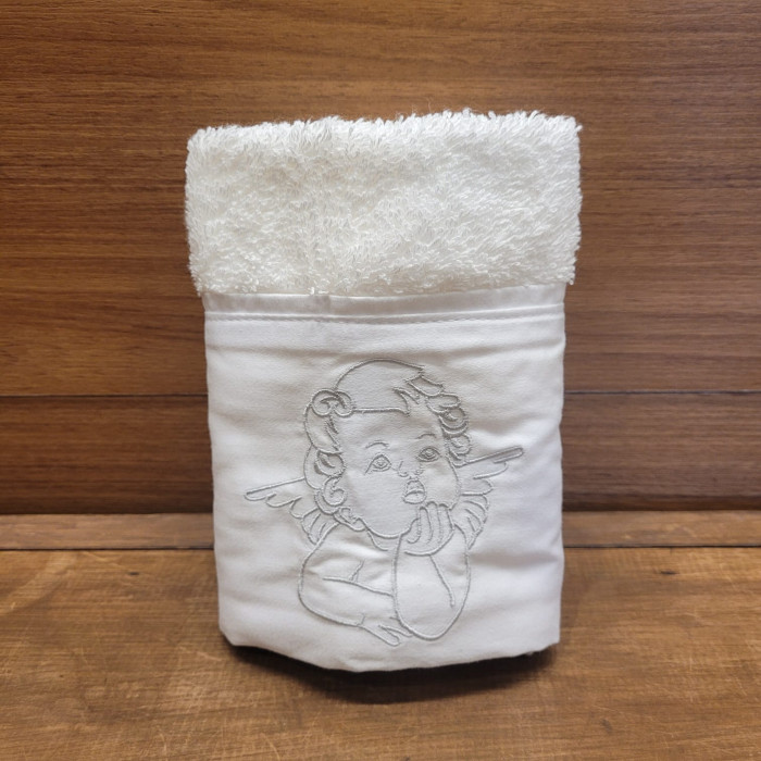 TOALHA LAVABO ANJO PRATEADO BRANCO