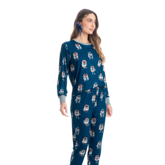 PIJAMA LONGO LYLA SKI AZUL MEDIO