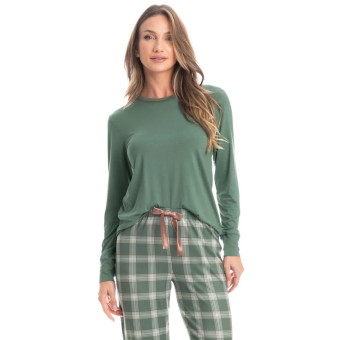 PIJAMA LONGO FEMININO ENJOY VERDE MÉDIO