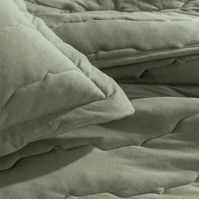 COLCHA QUEEN MALHA FIO PENTEADO VERDE BOND