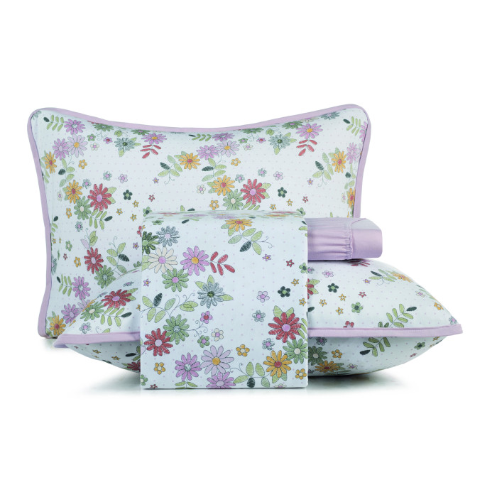 JG LENÇOL CASAL MALHA FIO PENTEADO FLORIR
