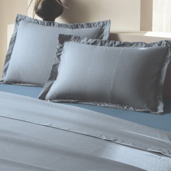 JG LENÇOL CASAL TOQUE ACETINADO STRIPE AZUL