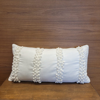 ALMOFADA 35X70 BOTANICAL LINHO BRANCO POMPOM