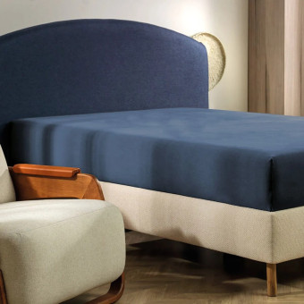 LENÇOL SOLTEIRO MALHA FIO PENTEADO AZUL MINIMAL