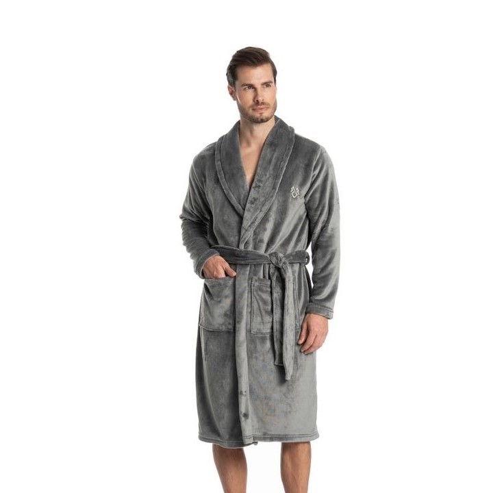 ROBE LEO LONGO MESCLA CINZA