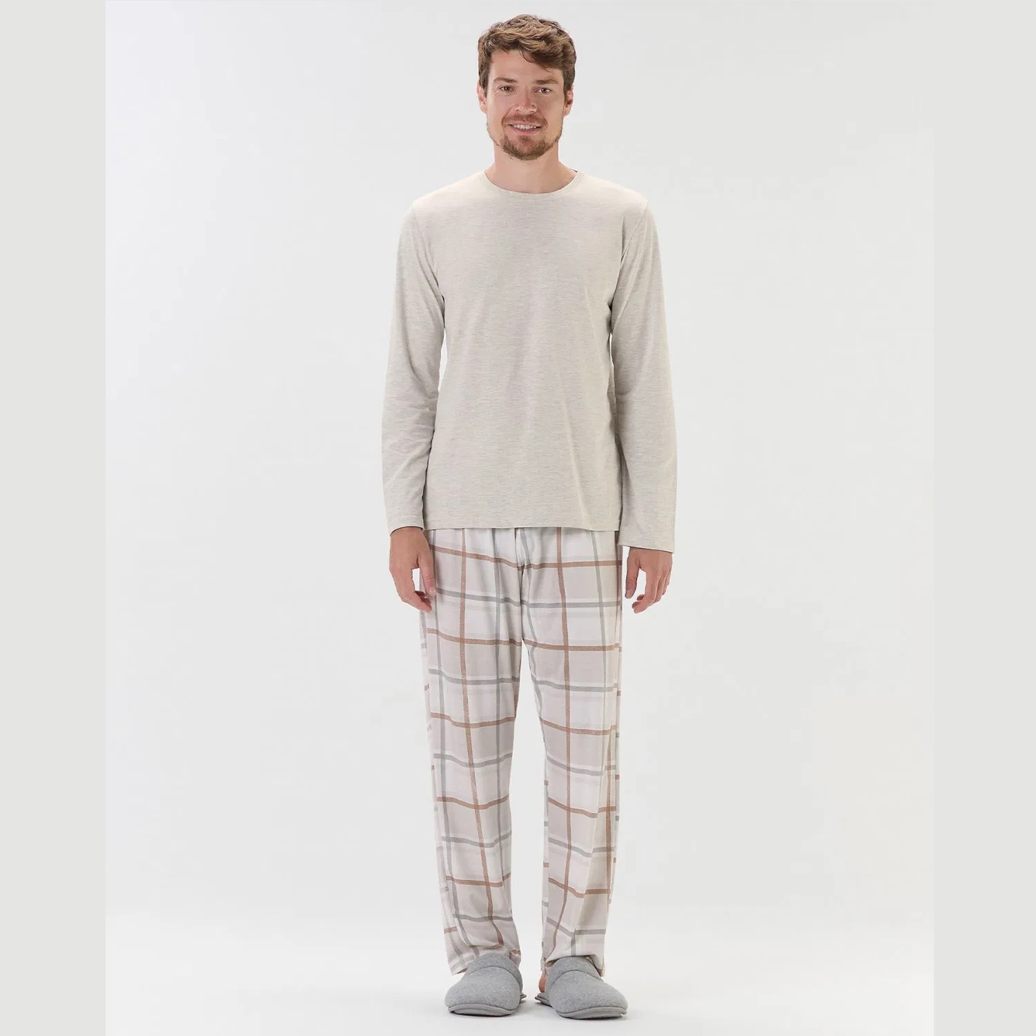 PIJAMA MASCULINO LONGO MALHA XADREZ