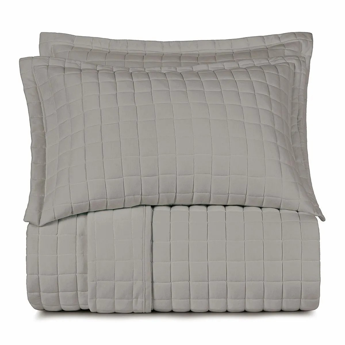 COLCHA CASAL MALHA FIO PENTEADO CINZA PLATINUM