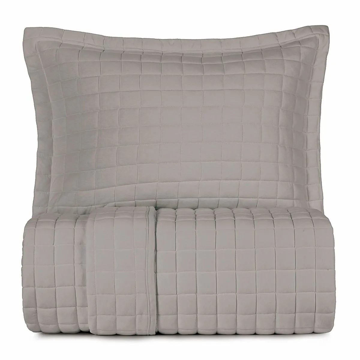 COLCHA SOLTEIRO MALHA FIO PENTEADO CINZA PLATINUM