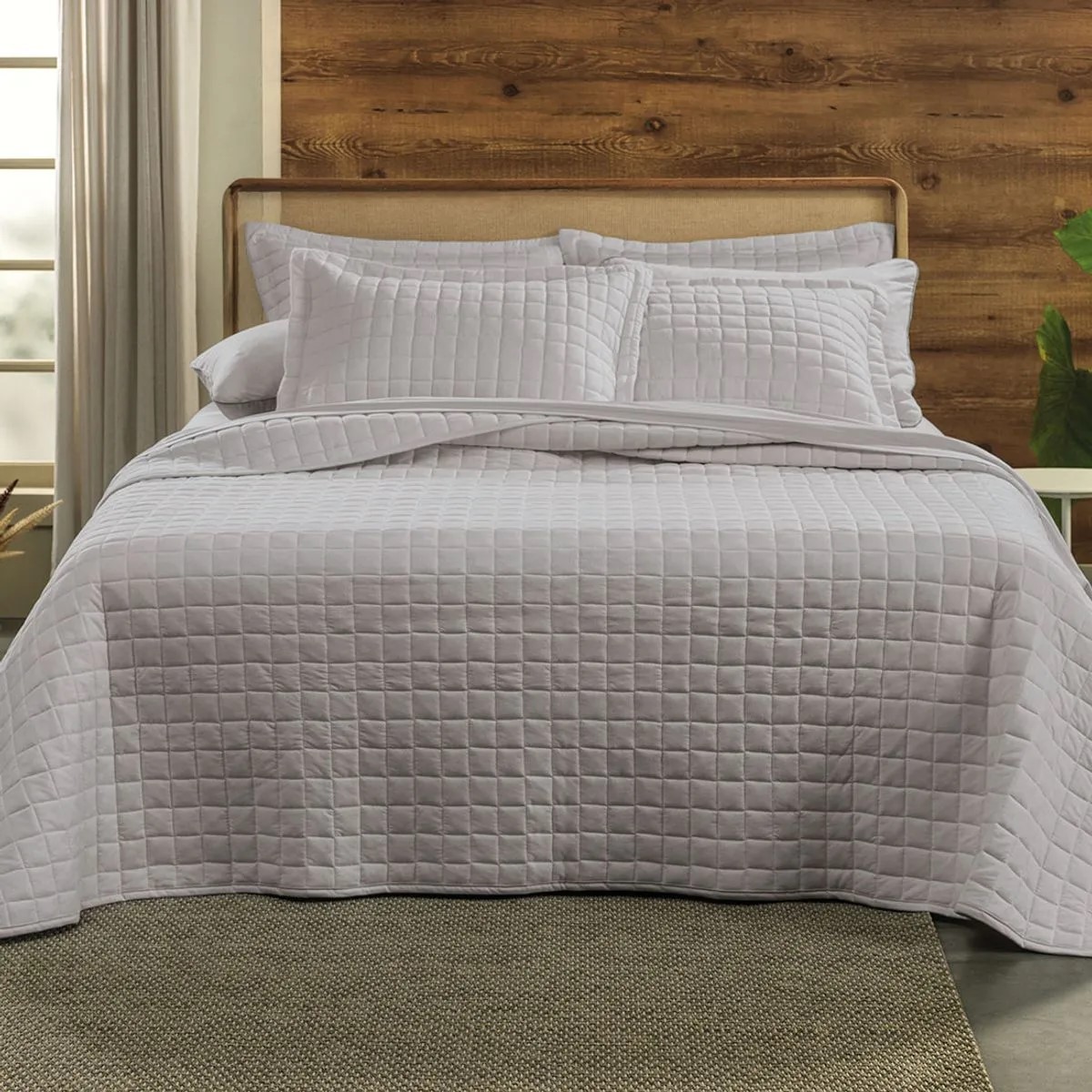 COLCHA SOLTEIRO MALHA FIO PENTEADO CINZA PLATINUM