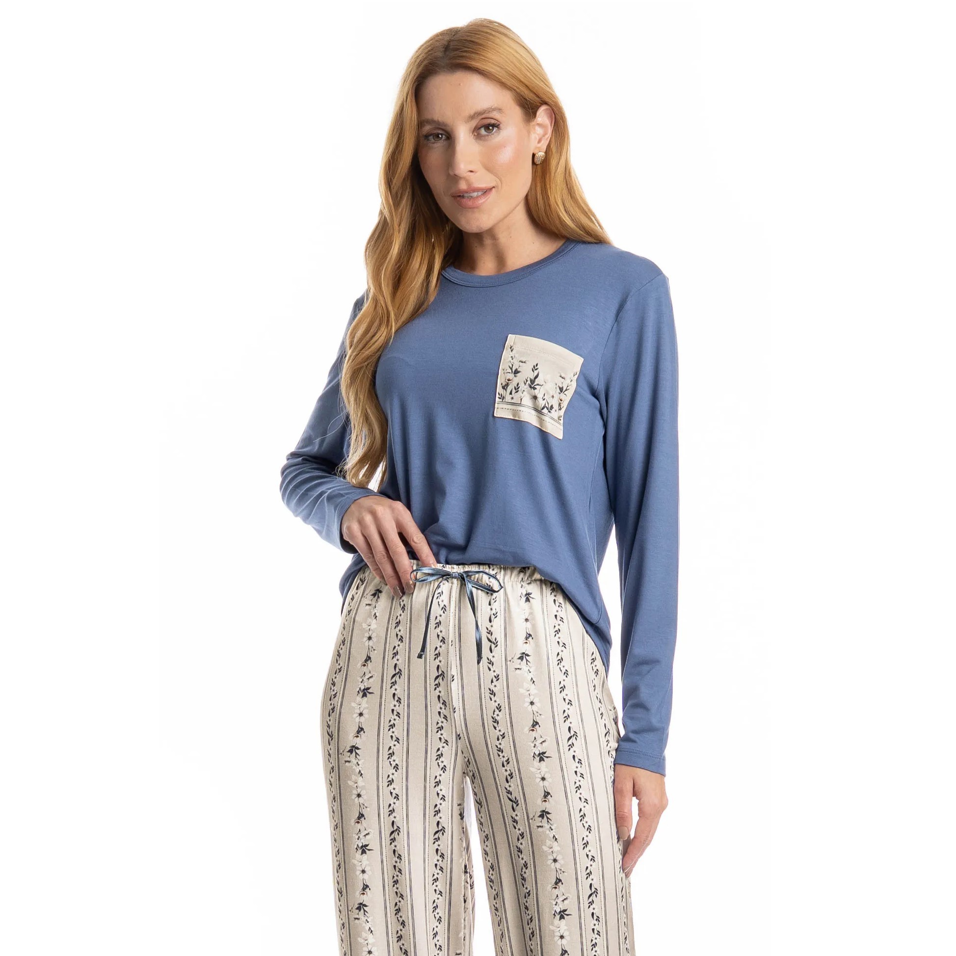 PIJAMA FEMININO LONGO NINA CRU