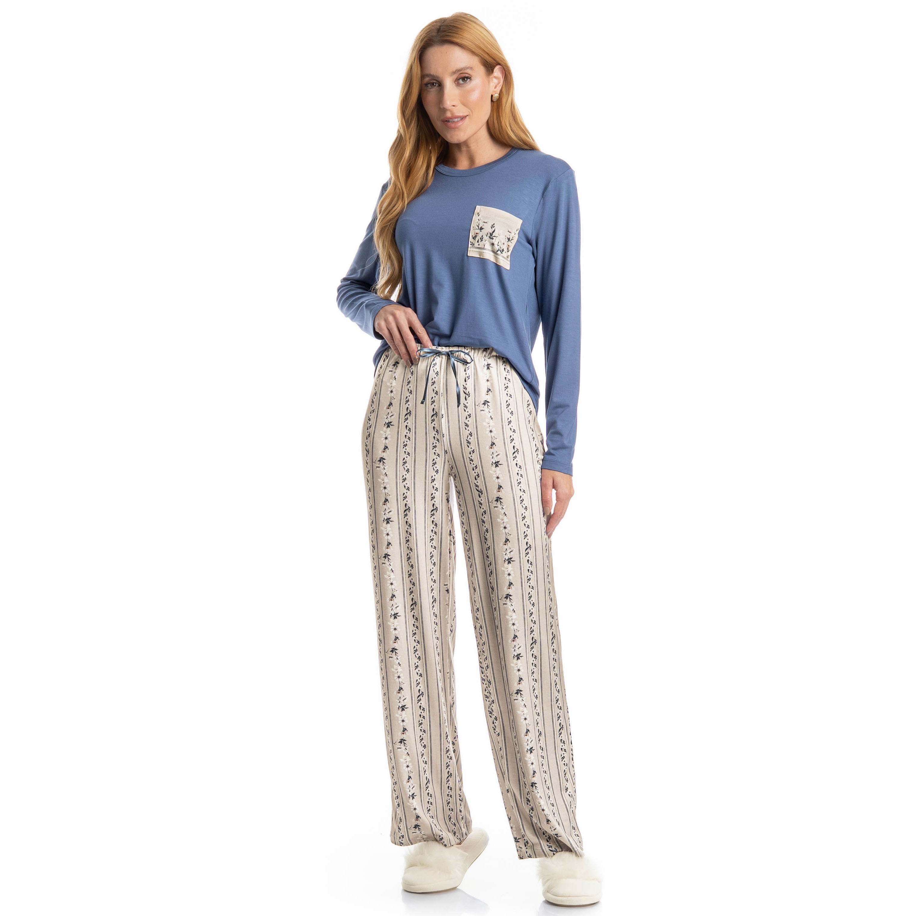 PIJAMA FEMININO LONGO NINA CRU
