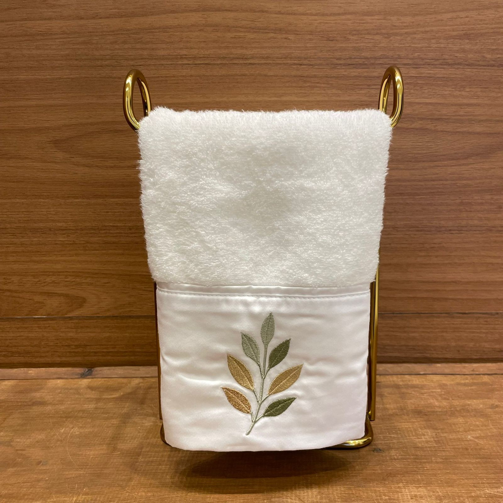 TOALHA LAVABO RAMO DE FOLHAS BRANCO