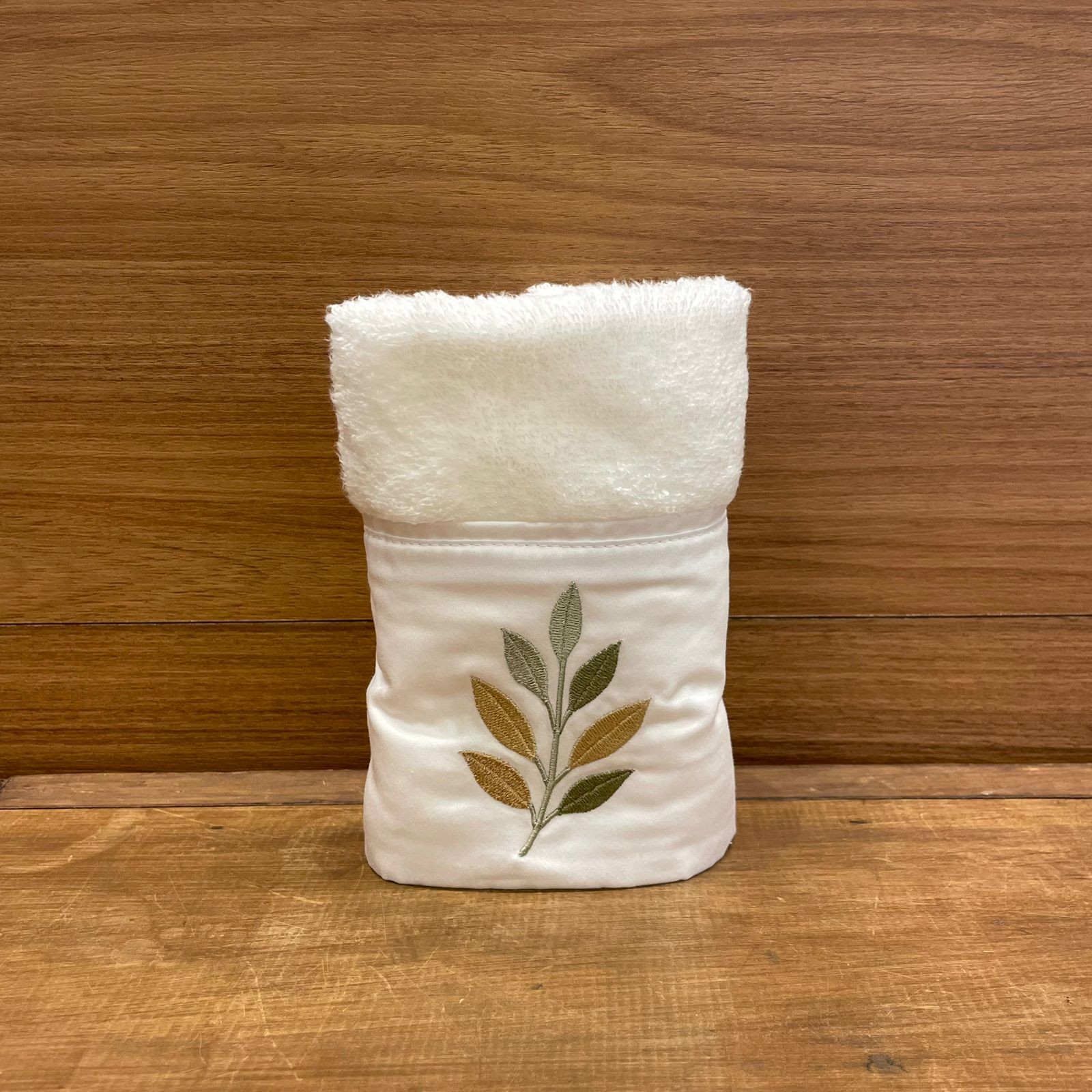 TOALHA LAVABO RAMO DE FOLHAS BRANCO