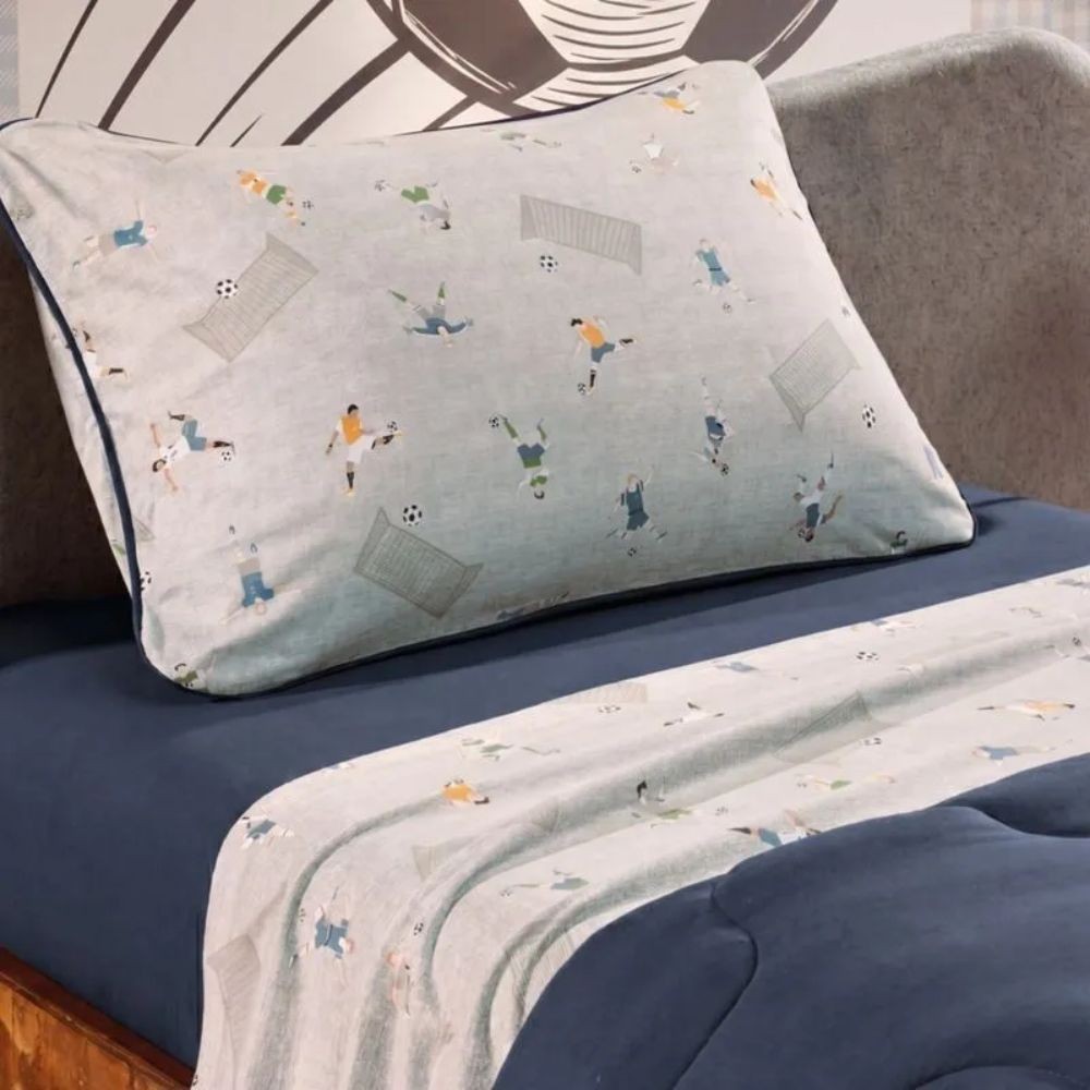 JG LENÇOL SOLTEIRO MUNDO KIDS MALHA MINI GOL