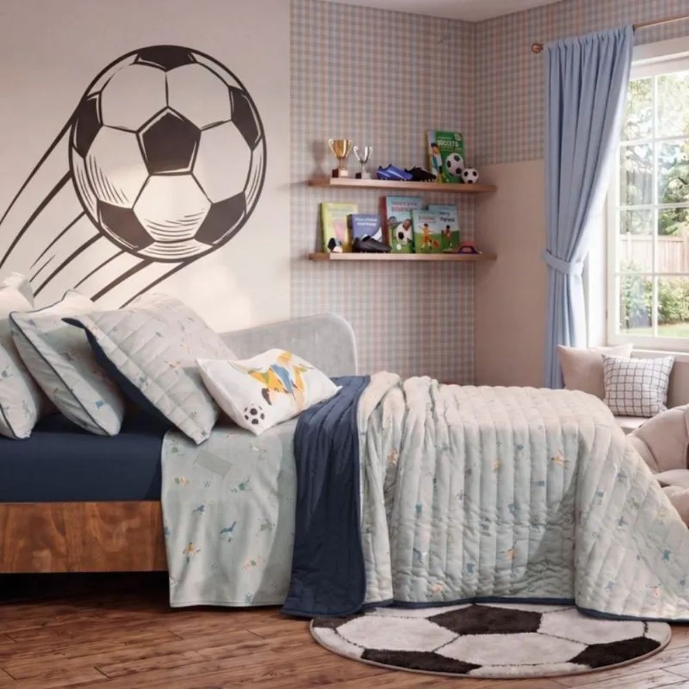 COLCHA SOLTEIRO MUNDO KIDS MALHA MINI GOL