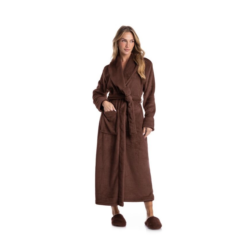 ROBE LONGO PETALA MARROM ESCURO