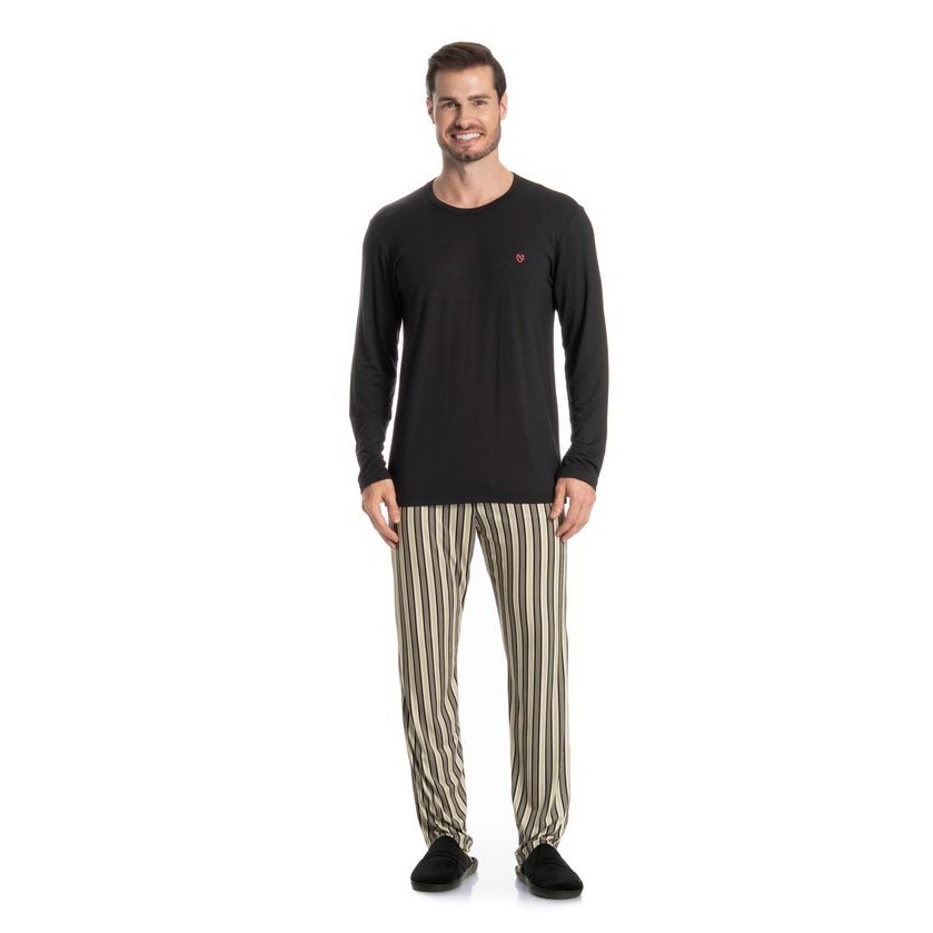 PIJAMA LONGO MASCULINO SOULMATE PRETO