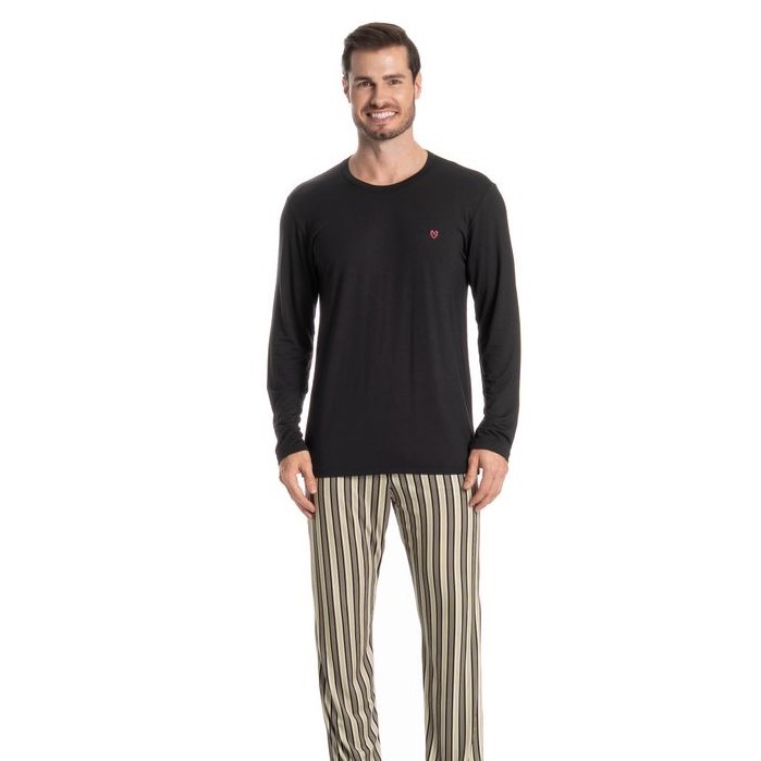 PIJAMA LONGO MASCULINO SOULMATE PRETO
