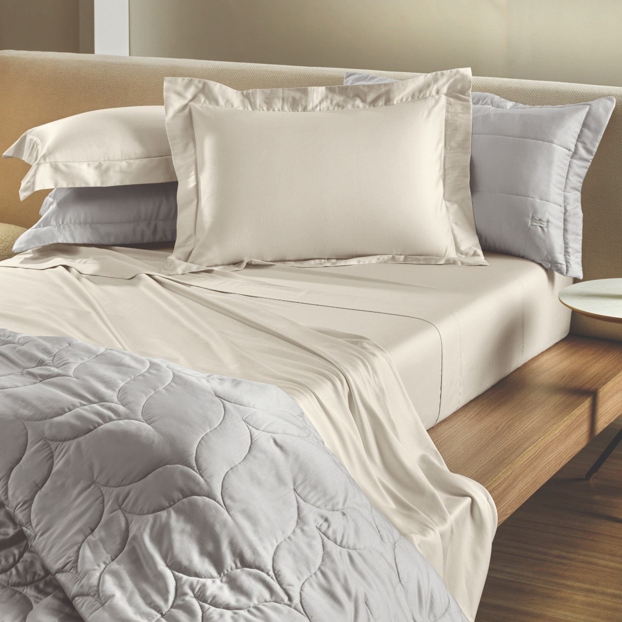 LENÇOL KING 300 FIOS BASICA BEGE DELAVE