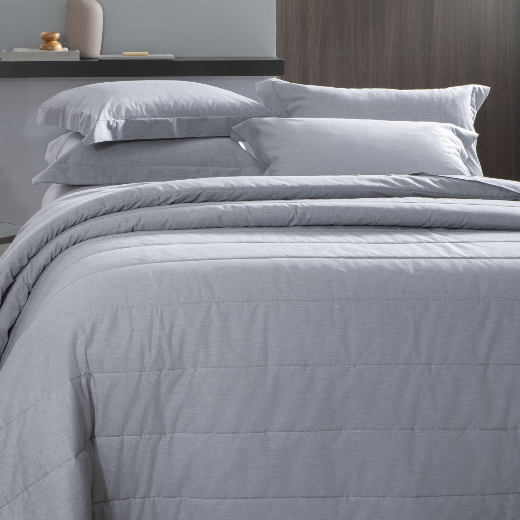 JG LENÇOL SOLTEIRO CHAMBRET FIO TINTO CHUMBO