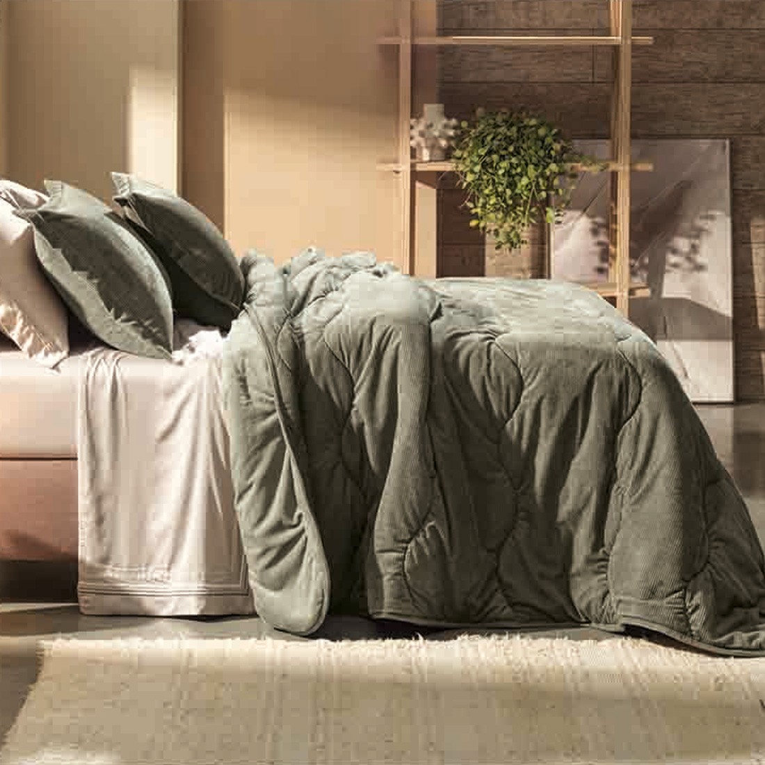 EDREDOM SOLTEIRO BLEND SENSE BOSS OLIVA