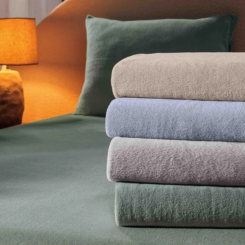 LENÇOL QUEEN PLUSH BLEND MALHA BEGE YUKI