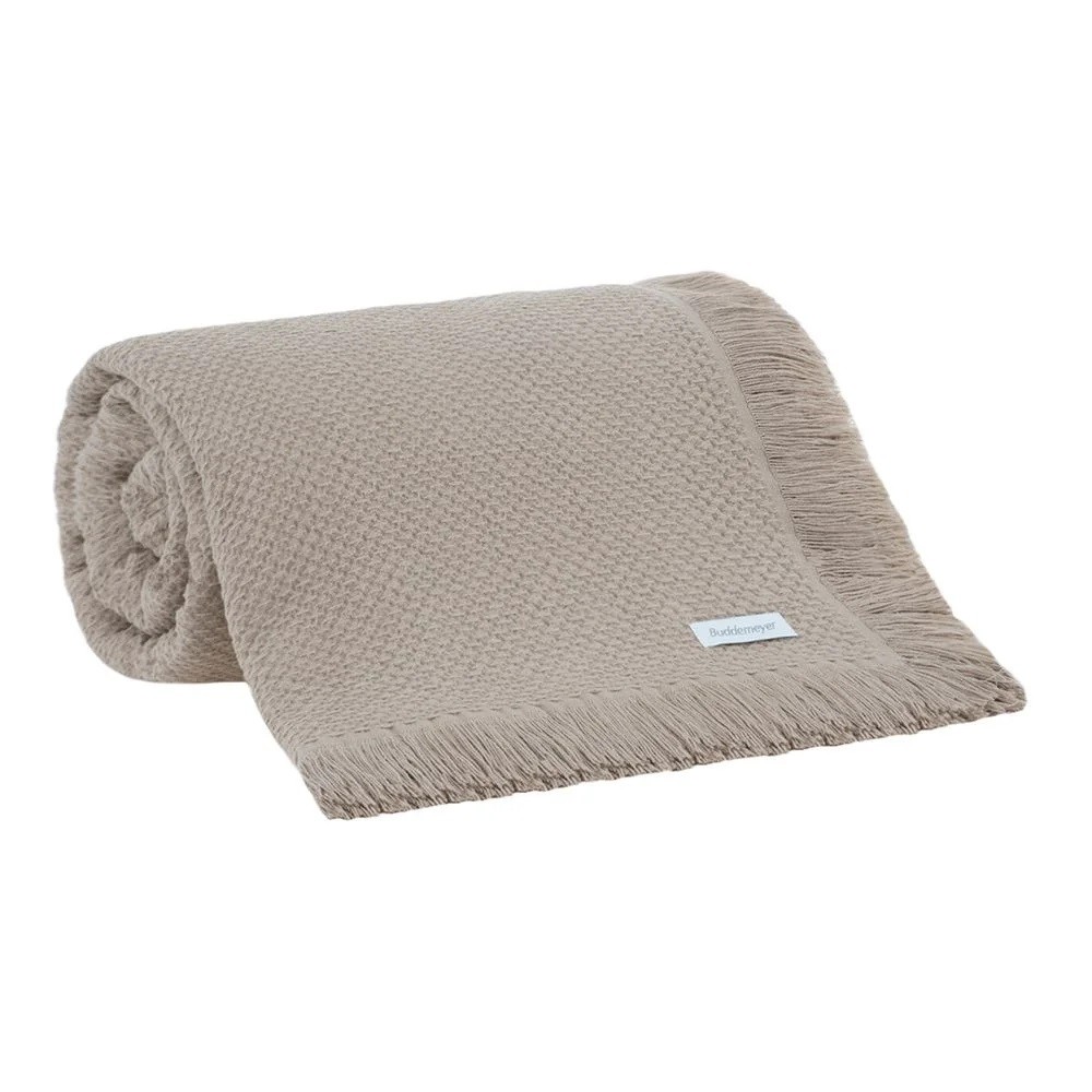 COLCHA KING 220X280 JACQUE C/FRANJA KAKI